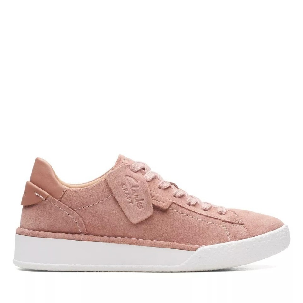 New Clarks Craft Cup Lace Sneakers Soft Girl 11 Rose Suede Pink Low Top Comfort